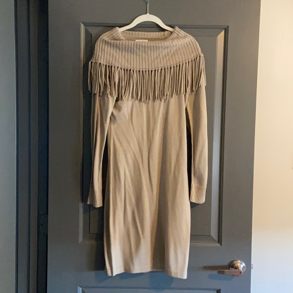 Calvin Klein sweater dress with fringe